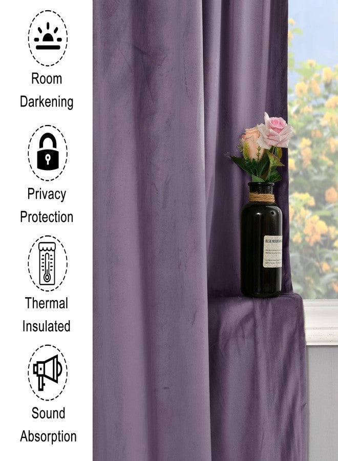 XWZO Purple Velvet Curtains 90 Inches Long, Elegent Soft Luxury Curtains for Living Room, Thermal Insulated Room Darkening Purple Curtain for Bedroom Decor, Velvet Drapes Set 2 Panels - Image 3