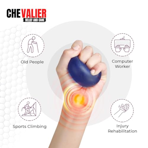 CHEVALIER Physiotherapy Hand Gel Exercise Ball Stress Relief Squeeze Balls for Hand Therapy and Finger Wrist Muscles Strengthening for Fitness & Health (Blue) - Image 4