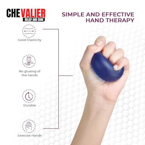 CHEVALIER Physiotherapy Hand Gel Exercise Ball Stress Relief Squeeze Balls for Hand Therapy and Finger Wrist Muscles Strengthening for Fitness & Health (Blue) - Image 3