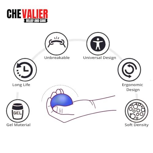 CHEVALIER Physiotherapy Hand Gel Exercise Ball Stress Relief Squeeze Balls for Hand Therapy and Finger Wrist Muscles Strengthening for Fitness & Health (Blue) - Image 2