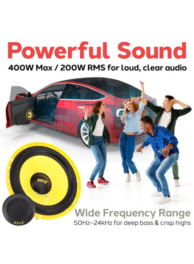 Pyle 2Way Custom Component Speaker System 6.5" 400 Watt with Electroplated Plastic Basket, Butyl Rubber Surround & 40 Oz Magnet Structure Wire Installation Hardware Set Included Pyle PLG6C - Image 2