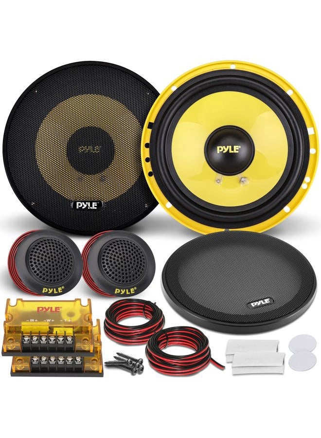 Pyle 2Way Custom Component Speaker System 6.5" 400 Watt with Electroplated Plastic Basket, Butyl Rubber Surround & 40 Oz Magnet Structure Wire Installation Hardware Set Included Pyle PLG6C - Image 1