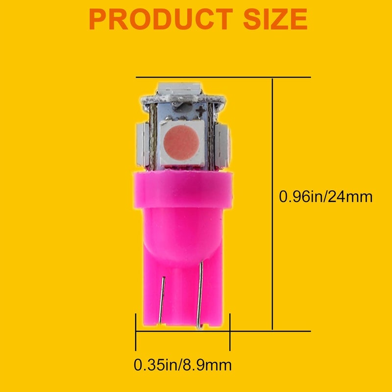 GLOFE T10 194 168 Dash Instrument Pink/Purple LED Light Bulbs - 10Pcs Set - Image 4