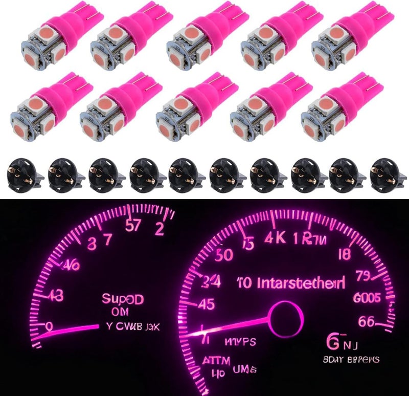 GLOFE T10 194 168 Dash Instrument Pink/Purple LED Light Bulbs - 10Pcs Set - Image 1