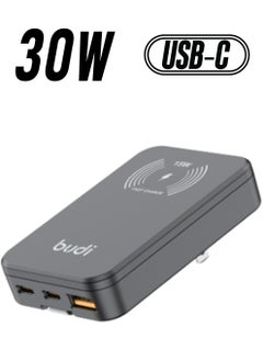 b u d i 30W DUAL USB-C PD AND USB QC MAGSAFE WIRELESS CHARGER AC336WSB