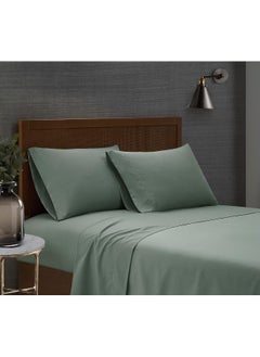 London Fog London Fog – Garment Wash Solid King 6 Piece Sheet and Pillowcase Set – Soft Microfiber Fabric – Green  - Image 1