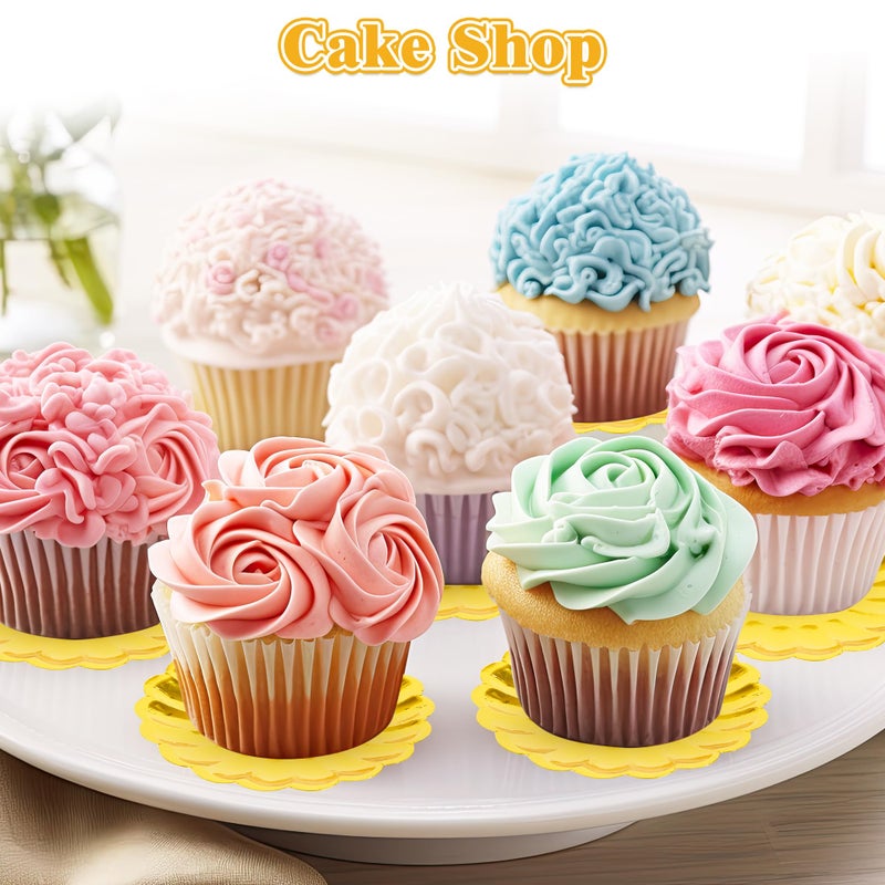 ZUQMZUQ 120 Pcs Mini Cupcake Plates Gold Dessert Plates 3.5 Inch Scalloped Edge Mini Paper Baking Dessert Dish for Baking Party Wedding Baby Shower Birthday Party - Image 2