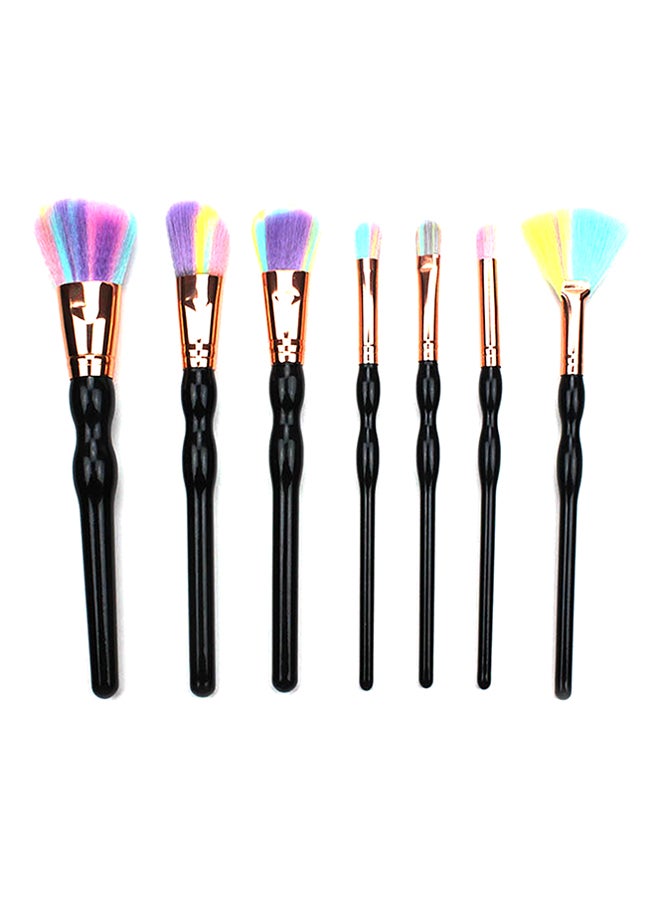 7-Piece Makeup Gourd Handle Brush Set Black/Gold
