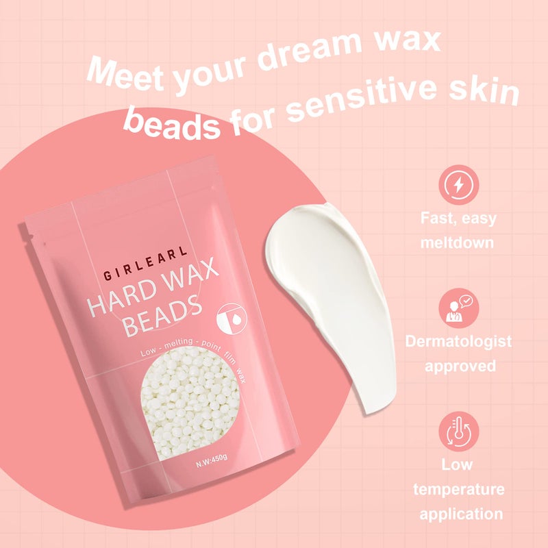 GIRLEARLE 1lb Wax Beads for Hair Removal - Unscented Hard Wax Beads Refill for Professional Full Body Waxing - Ideal for Facial, Brazilian Bikini, Legs, and Underarms at Home for Women and Men (White) - Image 3