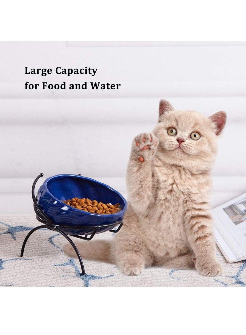 SYOSI وعاء قطط سيراميك مرتفع مضاد للتقيؤ بزاوية 15 درجة مجموعة وعاء طعام وماء للقطط مع قاعدة غير قابلة للانزلاق لحماية عمود الفقر للقطط والكلاب آمن للاستخدام في الميكروويف وغسالة الصحون - Image 4