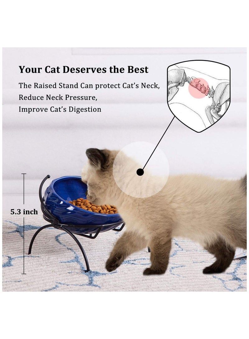 SYOSI وعاء قطط سيراميك مرتفع مضاد للتقيؤ بزاوية 15 درجة مجموعة وعاء طعام وماء للقطط مع قاعدة غير قابلة للانزلاق لحماية عمود الفقر للقطط والكلاب آمن للاستخدام في الميكروويف وغسالة الصحون - Image 2