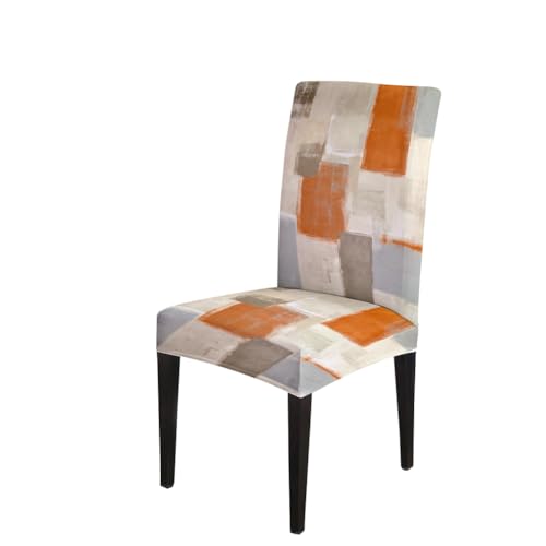 CAPSCEOLL Orange and Grey Chair Covers Chair Seat Cover Set of 4 Removable Washable Parson Chair Covers for Dining Room Living Room Kitchen Christmas - Image 3