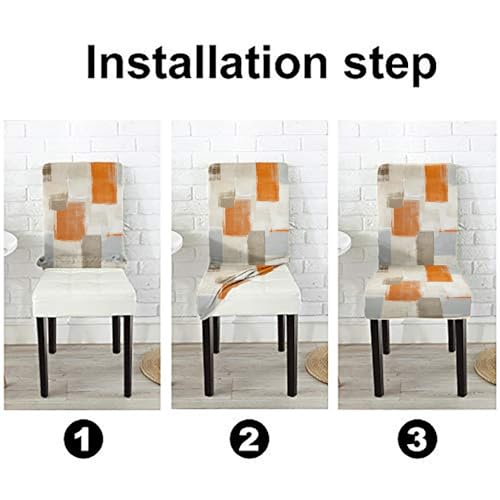 CAPSCEOLL Orange and Grey Chair Covers Chair Seat Cover Set of 4 Removable Washable Parson Chair Covers for Dining Room Living Room Kitchen Christmas - Image 5