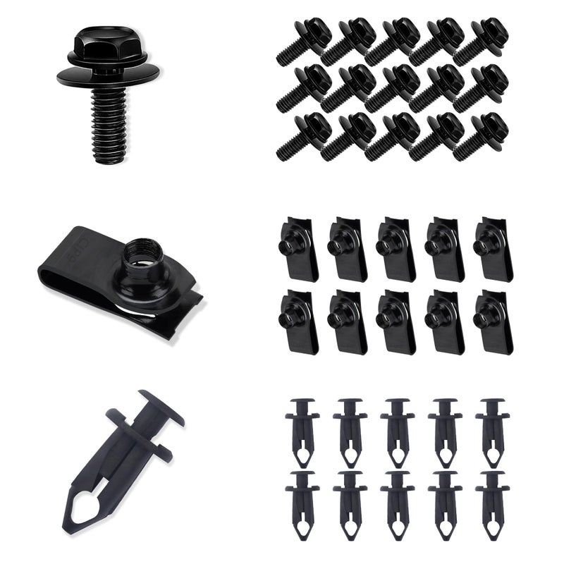35PCS Car Engine Cover Clips FastenersScrew Bolt Assortment Sets for Splash Shield Bumper Guard Under CarsCar Push Retainer Clips Compatible with Infiniti G35 G37 G37X Nissan