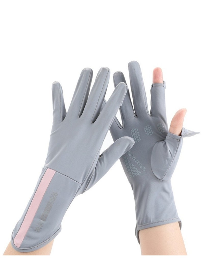 Generic Sunblock Gloves Non Slip UV Sunscreen Protection Gloves Touchscreen Driving Gloves for Women,Summer Sunblock Gloves,Outdoor Sunscreen Equipment（Light Gray） - Image 1