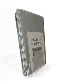 PACHA HOME Plain sheet set with fabric pattern - color: Teal-Size: 180*270+1 pillowcases.  - Image 3