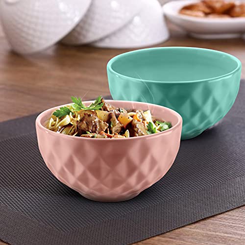 URBAN CHEF Ceramic Bowl | 500 ml | Kitchen and Home Accessories Items | Serving & Mixing Bowl | Microwave Safe Bowl Set | Ice Cream Bowl | Bowl Set for Gift | Set of 2 | Sea Green & Peach | - Image 1