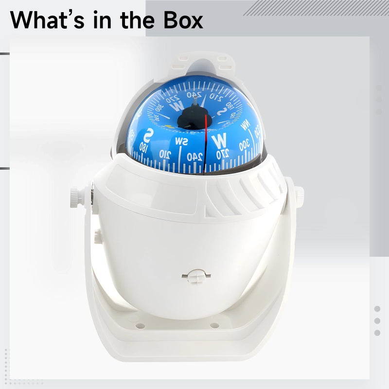 Adjustable Marine Compass with LED Light for Boat Car Truck Dashboard 5.4 X 4.2 X 3.7 Inch - Image 3