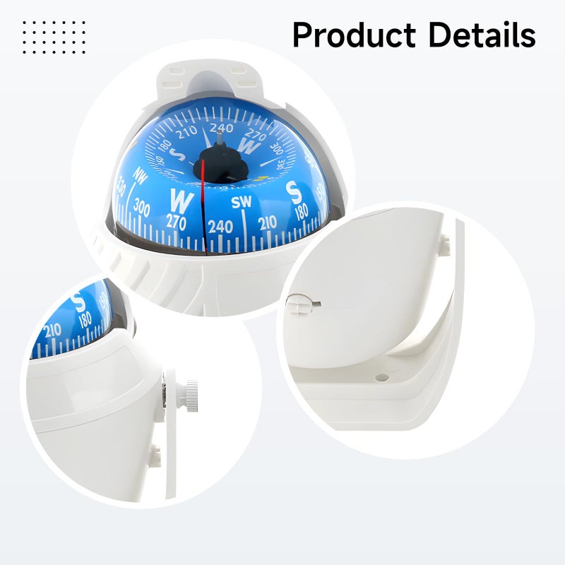 Adjustable Marine Compass with LED Light for Boat Car Truck Dashboard 5.4 X 4.2 X 3.7 Inch - Image 5