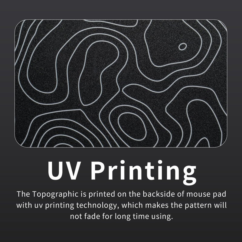GMKWTL Glass Mouse Pad for Gaming, Black Topographic Hard Gaming Mousepad, Professional Large Mouse Mat 410mm*310mm, Special Glass Surface with Improved Precision and Speed - Image 3