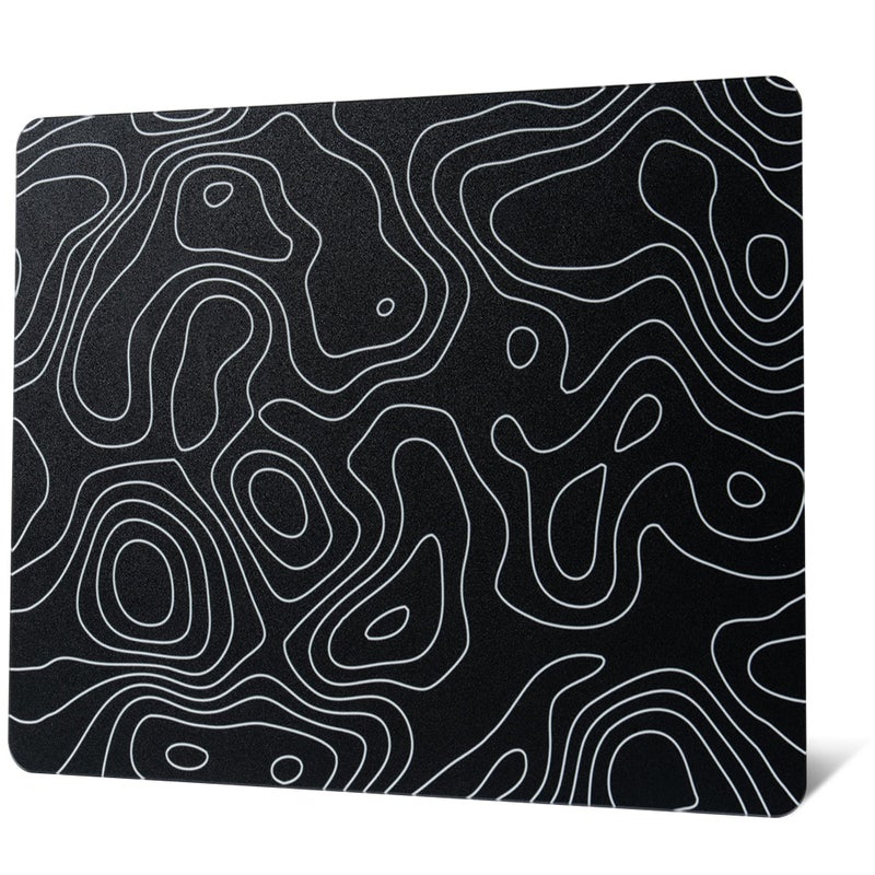 GMKWTL Glass Mouse Pad for Gaming, Black Topographic Hard Gaming Mousepad, Professional Large Mouse Mat 410mm*310mm, Special Glass Surface with Improved Precision and Speed - Image 1