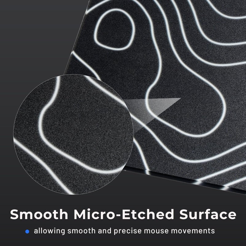 GMKWTL Glass Mouse Pad for Gaming, Black Topographic Hard Gaming Mousepad, Professional Large Mouse Mat 410mm*310mm, Special Glass Surface with Improved Precision and Speed - Image 4