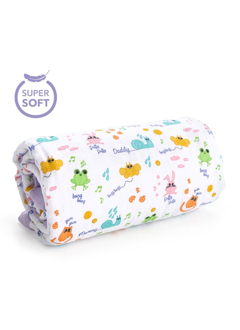 Milk&Moo Milk&Moo Firends Baby Muslin Swaddle Blanket, Oeko Tex Certified 100%Cotton, 4-Layer Muslin Blanket, Soft, Lightweight, Gender Neutral, Baby Blanket for Toddler Girls and Boys  - Image 2