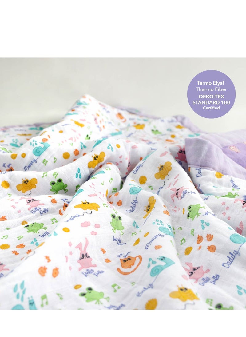 Milk&Moo Milk&Moo Firends Baby Muslin Swaddle Blanket, Oeko Tex Certified 100%Cotton, 4-Layer Muslin Blanket, Soft, Lightweight, Gender Neutral, Baby Blanket for Toddler Girls and Boys  - Image 4