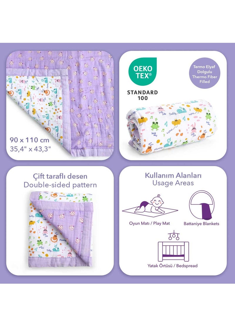 Milk&Moo Milk&Moo Firends Baby Muslin Swaddle Blanket, Oeko Tex Certified 100%Cotton, 4-Layer Muslin Blanket, Soft, Lightweight, Gender Neutral, Baby Blanket for Toddler Girls and Boys  - Image 5