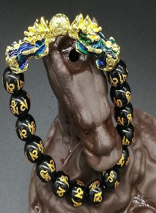 GEMTUB Black Obsidian Pixiu Bracelet | 10mm Beads, Gold-Plated 2 Color-Changing Pixiu Charms for Wealth & Luck - Image 5