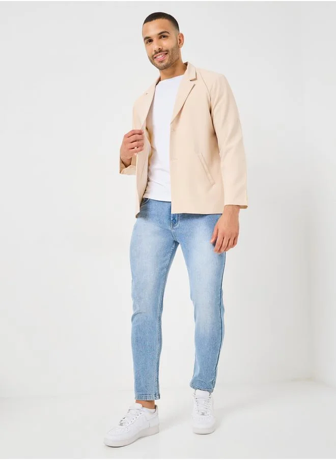 Styli Notch Lapel Oversized Blazer with Buttons