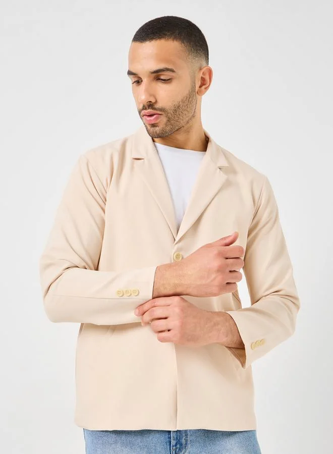 Styli Notch Lapel Oversized Blazer with Buttons