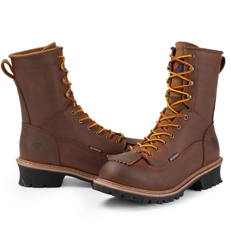 SUREWAY Men's 8" Waterproof Steel-Toe Logger Work Boot,Superior Oil/Slip Resistant,Thicker Full Grain Leather,Wedge Rubber Sole,EH Rated - Image 5