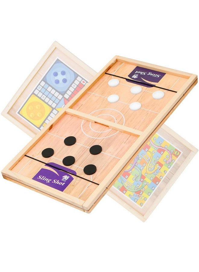 Storio Premium 3-in-1 Fastest Finger First Wooden Board Game| Family Board Game with Sling Puck Board,Chess,Ludo Snake & Ladder Indoor Toys & Games for Kids & Adults | Best Birthday Gift for Kids - Image 1