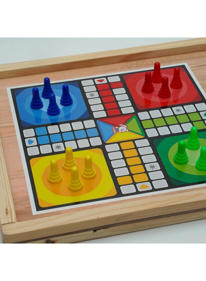 Storio Premium 3-in-1 Fastest Finger First Wooden Board Game| Family Board Game with Sling Puck Board,Chess,Ludo Snake & Ladder Indoor Toys & Games for Kids & Adults | Best Birthday Gift for Kids - Image 2