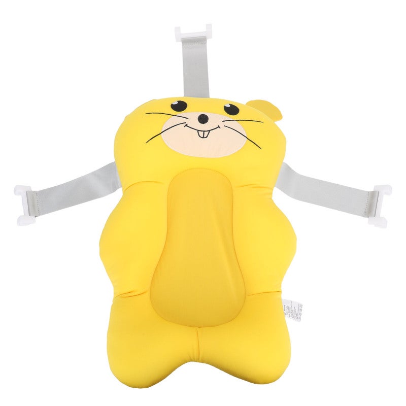 Bright Yellow Cartoon Shaped Baby Bath Cushion - 1pc Milk Silk Mesh Infant Bath Pillow with Stable Support for Kitchen Bathroom Sinks - Image 1