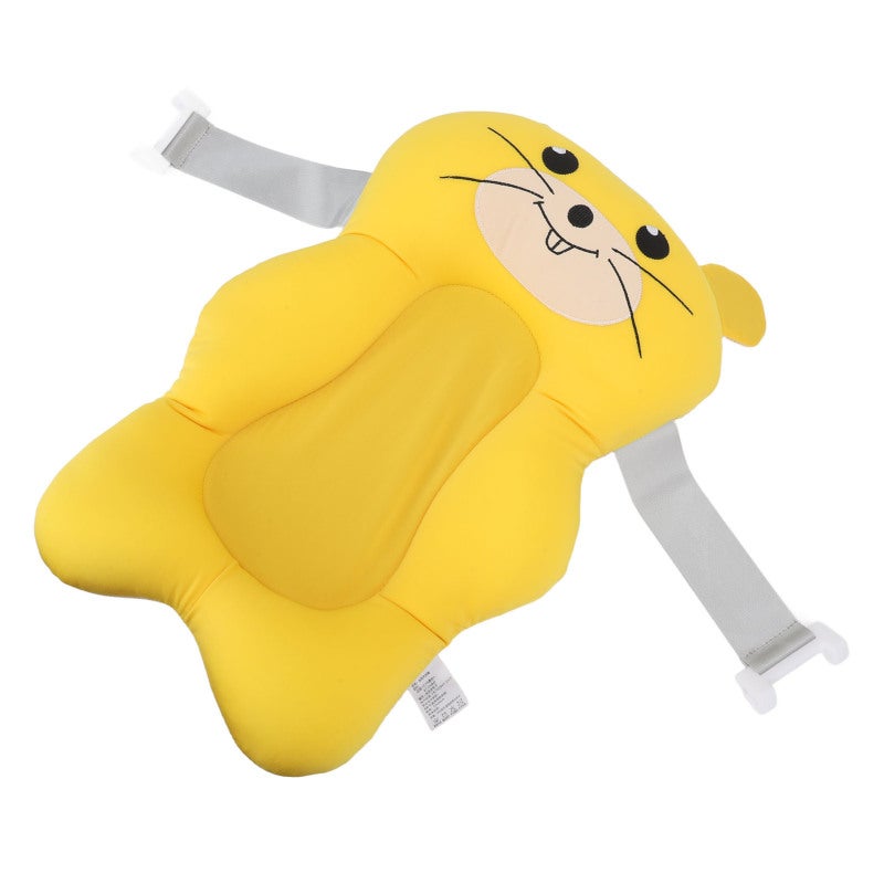 Bright Yellow Cartoon Shaped Baby Bath Cushion - 1pc Milk Silk Mesh Infant Bath Pillow with Stable Support for Kitchen Bathroom Sinks - Image 3