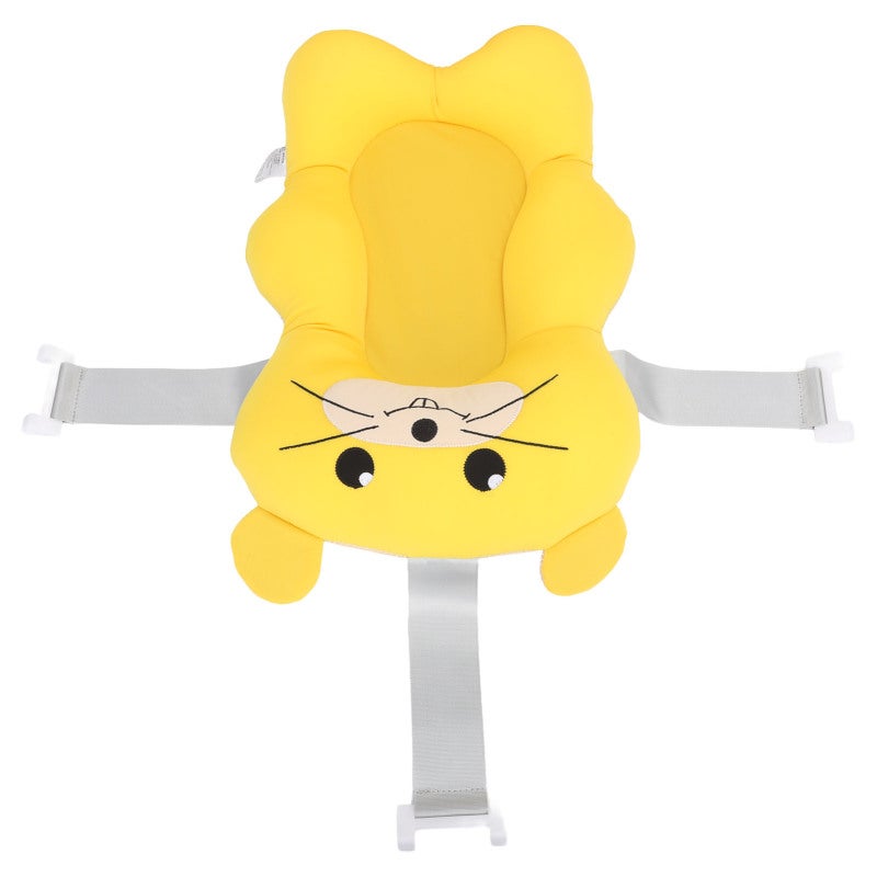 Bright Yellow Cartoon Shaped Baby Bath Cushion - 1pc Milk Silk Mesh Infant Bath Pillow with Stable Support for Kitchen Bathroom Sinks - Image 5