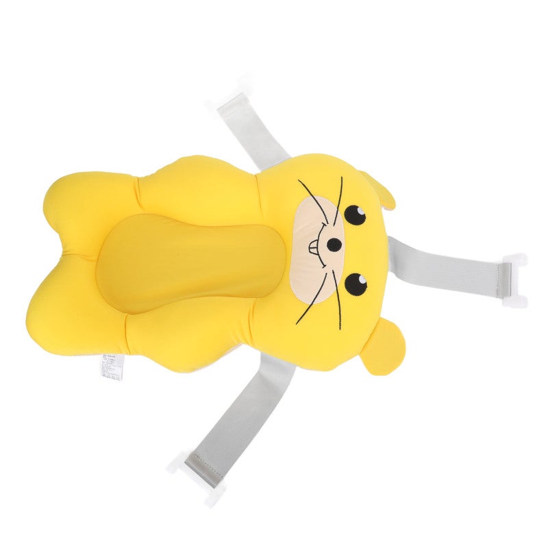 Bright Yellow Cartoon Shaped Baby Bath Cushion - 1pc Milk Silk Mesh Infant Bath Pillow with Stable Support for Kitchen Bathroom Sinks - Image 4