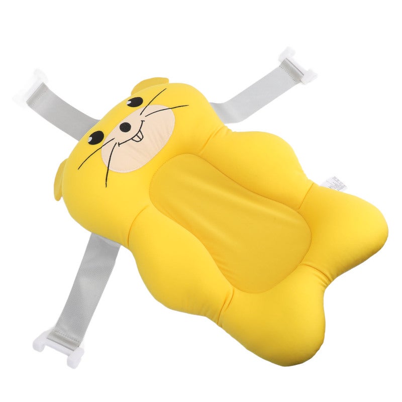 Bright Yellow Cartoon Shaped Baby Bath Cushion - 1pc Milk Silk Mesh Infant Bath Pillow with Stable Support for Kitchen Bathroom Sinks - Image 2