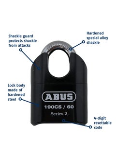 Abus Abus 190Cs 60 High Security Solid Steel Combination Padlock Closed Shackle  - Image 4