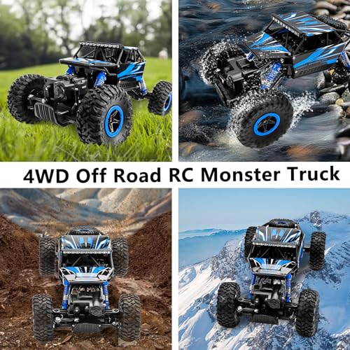 Cheerwing 1:18 Rock Crawler 2.4Ghz Remote Control Car 4WD Off Road RC Monster Truck 2 Battery (Blue) - Image 4