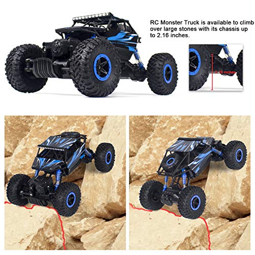 Cheerwing 1:18 Rock Crawler 2.4Ghz Remote Control Car 4WD Off Road RC Monster Truck 2 Battery (Blue) - Image 5