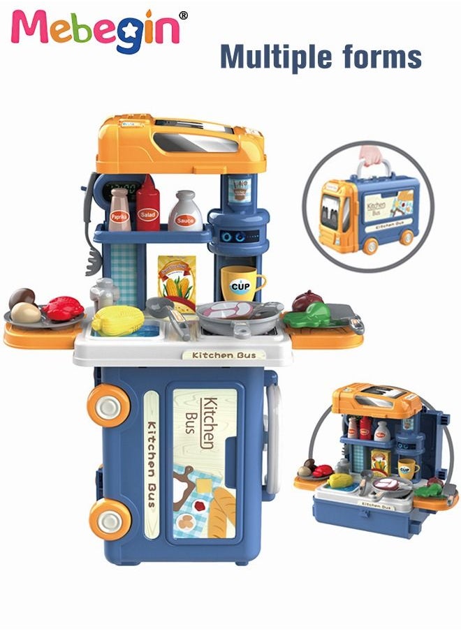 MEBEGIN Toy Kitchen Playset ,Simulation Kitchen Cooking Play Set , Play Kitchen Toys Set For Toddlers Indoor Games, Portable Travel Toy, Early Educational Toys 32 Pieces  - Image 3