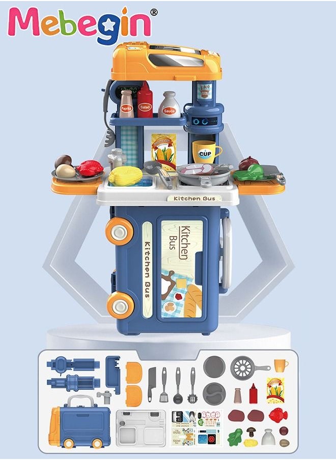 MEBEGIN Toy Kitchen Playset ,Simulation Kitchen Cooking Play Set , Play Kitchen Toys Set For Toddlers Indoor Games, Portable Travel Toy, Early Educational Toys 32 Pieces  - Image 2