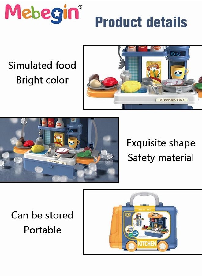 MEBEGIN Toy Kitchen Playset ,Simulation Kitchen Cooking Play Set , Play Kitchen Toys Set For Toddlers Indoor Games, Portable Travel Toy, Early Educational Toys 32 Pieces  - Image 4
