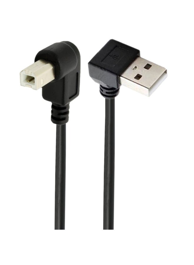 Usb Printer Data Line Double Elbow AM-BM USB2.0 Print Line USB Elbow Printer Data Line-Color:Under AM-On BM-Line Length:0.5 M - Image 1