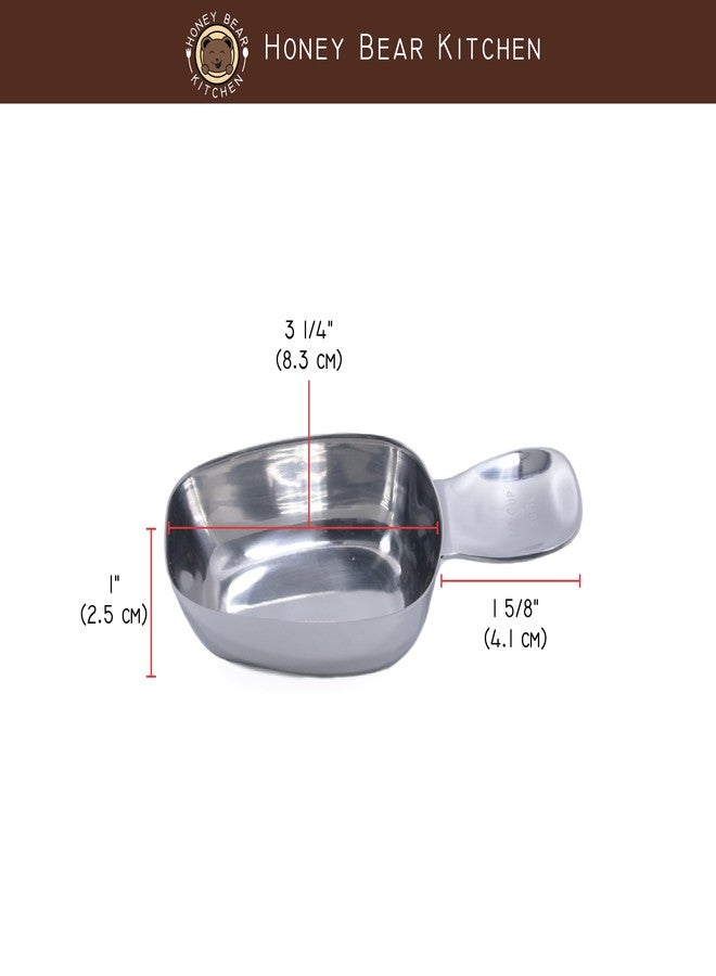 HONEY BEAR KITCHEN كوب قياس مطبخ هوني بير، مصنوع من الفولاذ المقاوم للصدأ المصقول (2، مغرفة علبة 1/3 كوب 80 مل) - Image 2