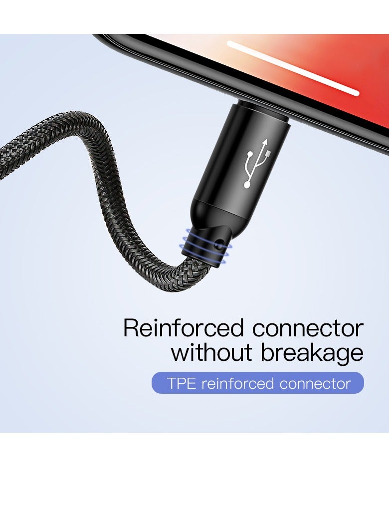 بيسوس كابل iPhone من النايلون المضفر للشحن السريع، كابل USB من النوع C، كابل Micro USB، سلك شاحن سريع متوافق مع iPhone 14 13 12 11 Galaxy S20 S10 S9 S8 S7 Micro USB Android - Image 5