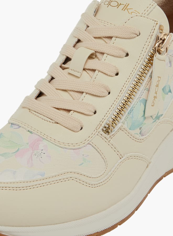 بابريكا سنيكرز نسائي بطبعة شعار مع إغلاق برباط - Image 4